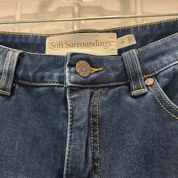 Soft Surroundings distressed dark wash capris - Picture 4 of 6